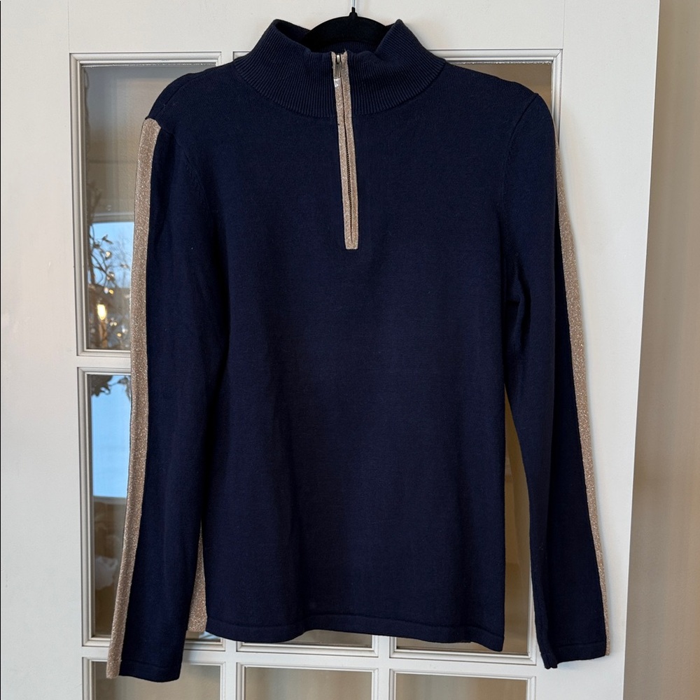 NWT Jones of New York Navy and Gold striped Women's Sweater